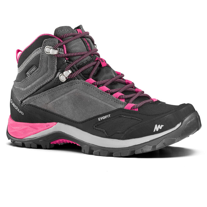 Women's Waterproof Mountain Hiking Boots - Granite/Pink
