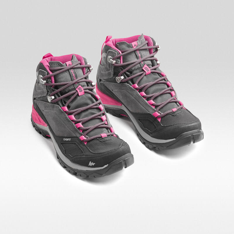 Women's Waterproof Mountain Hiking Boots Granite/Pink Decathlon