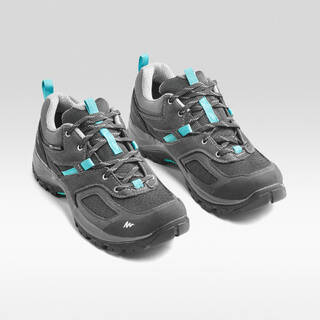 Sport Shoes Women MH100 Waterproof Hiking Trekking Outdoor Trail Walking Breathable - Grey Blue