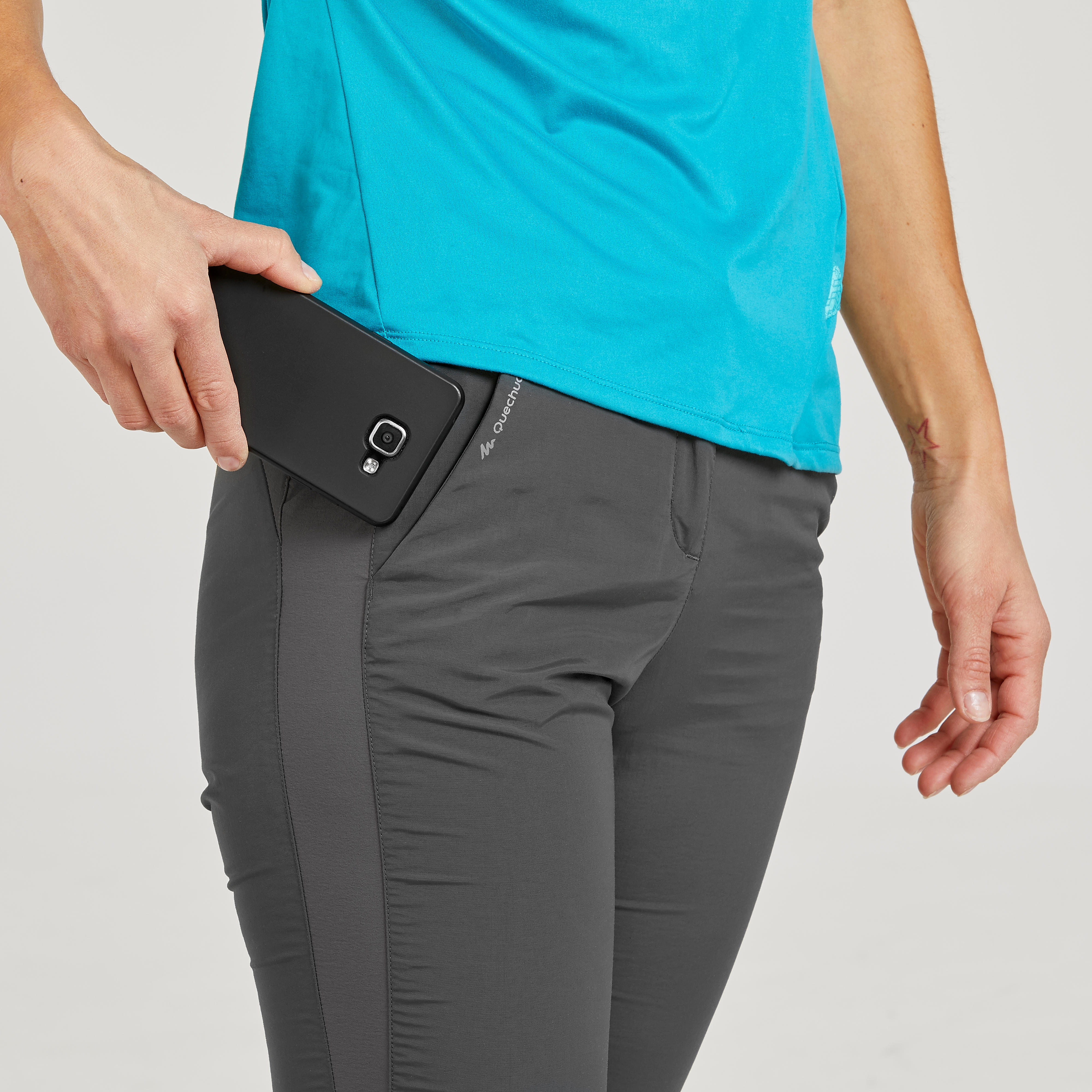 Pantalón de Montaña y Trekking de Mujer Quechua MH100 Gris - Decathlon