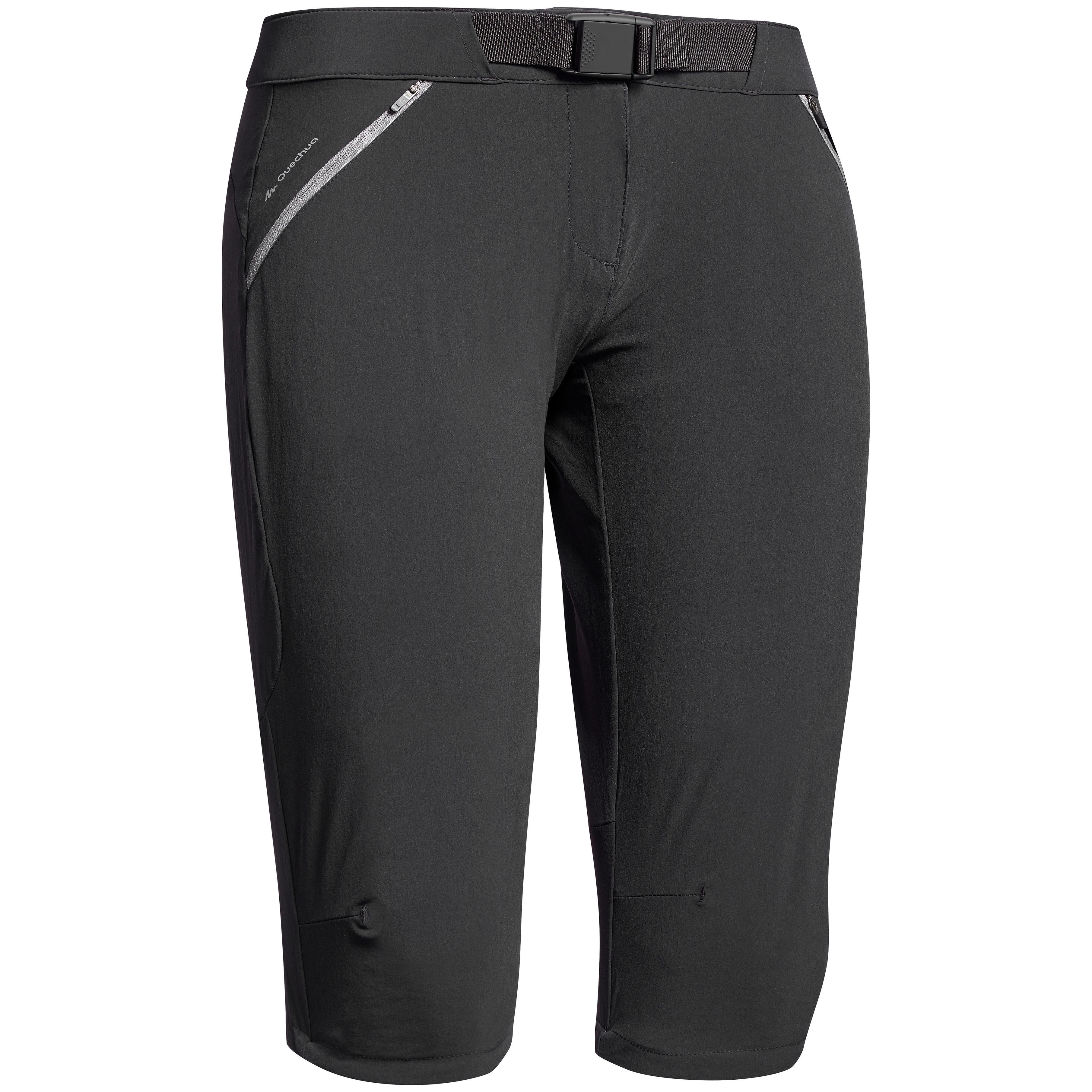 Women’s Mountain Hiking cropped trousers MH500 Black