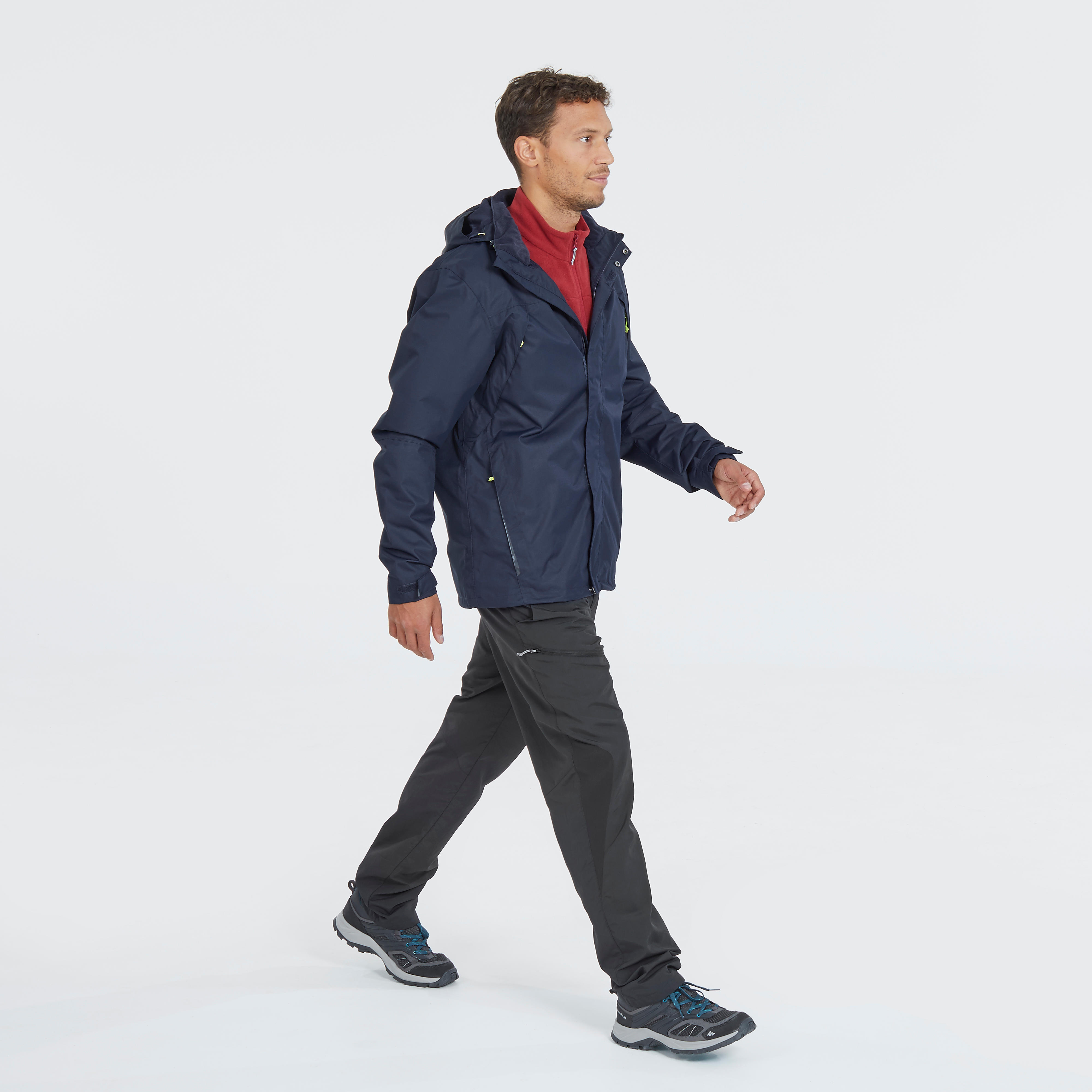 MH100 Men's Waterproof Mountain Walking Rain Jacket - Blue - QUECHUA