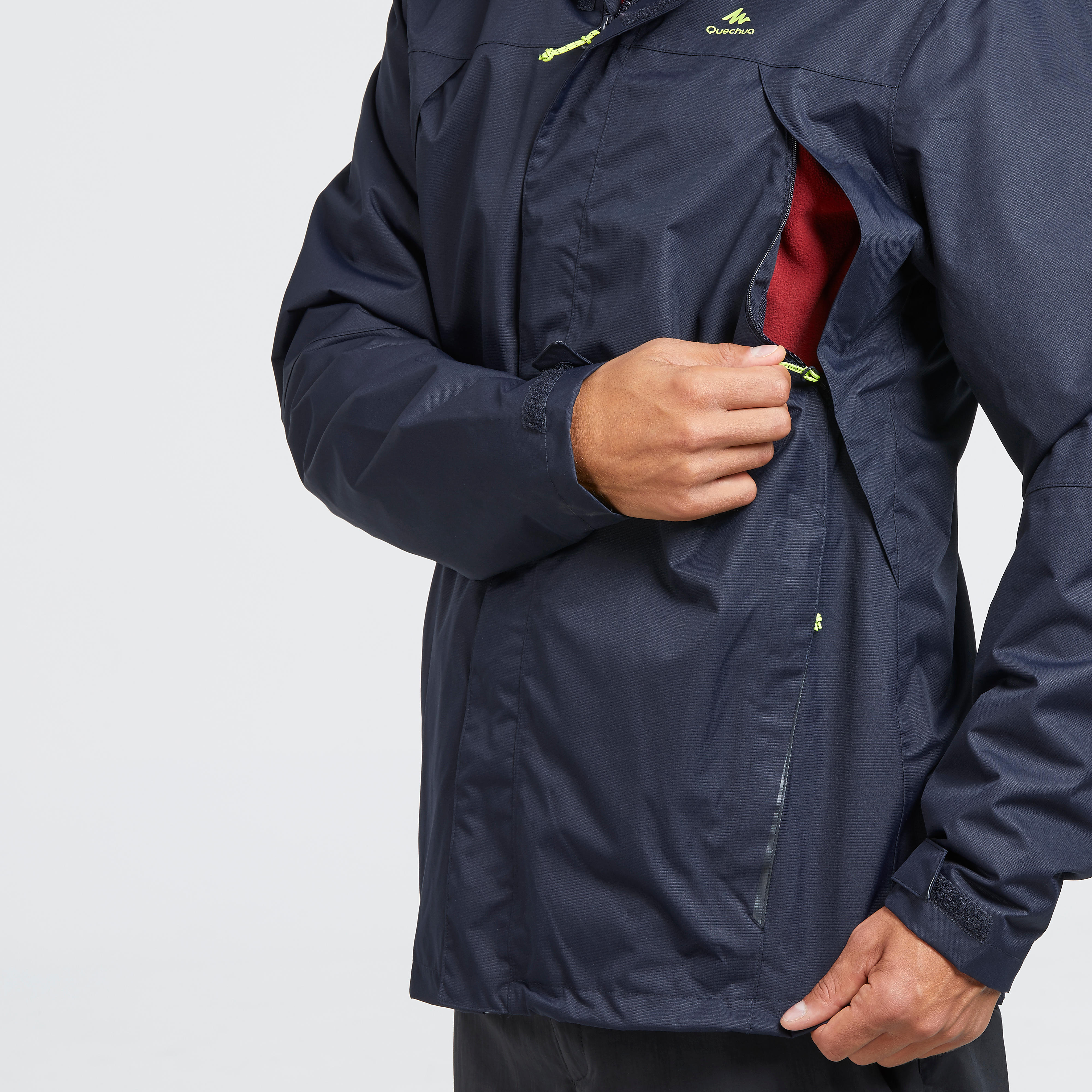MH100 Men's Waterproof Mountain Walking Rain Jacket - Blue - QUECHUA