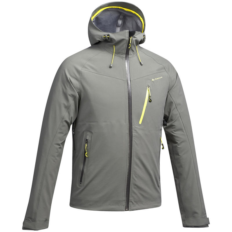 MH500 Men's Waterproof Mountain Hiking Rain Jacket - Grey Khaki - Decathlon