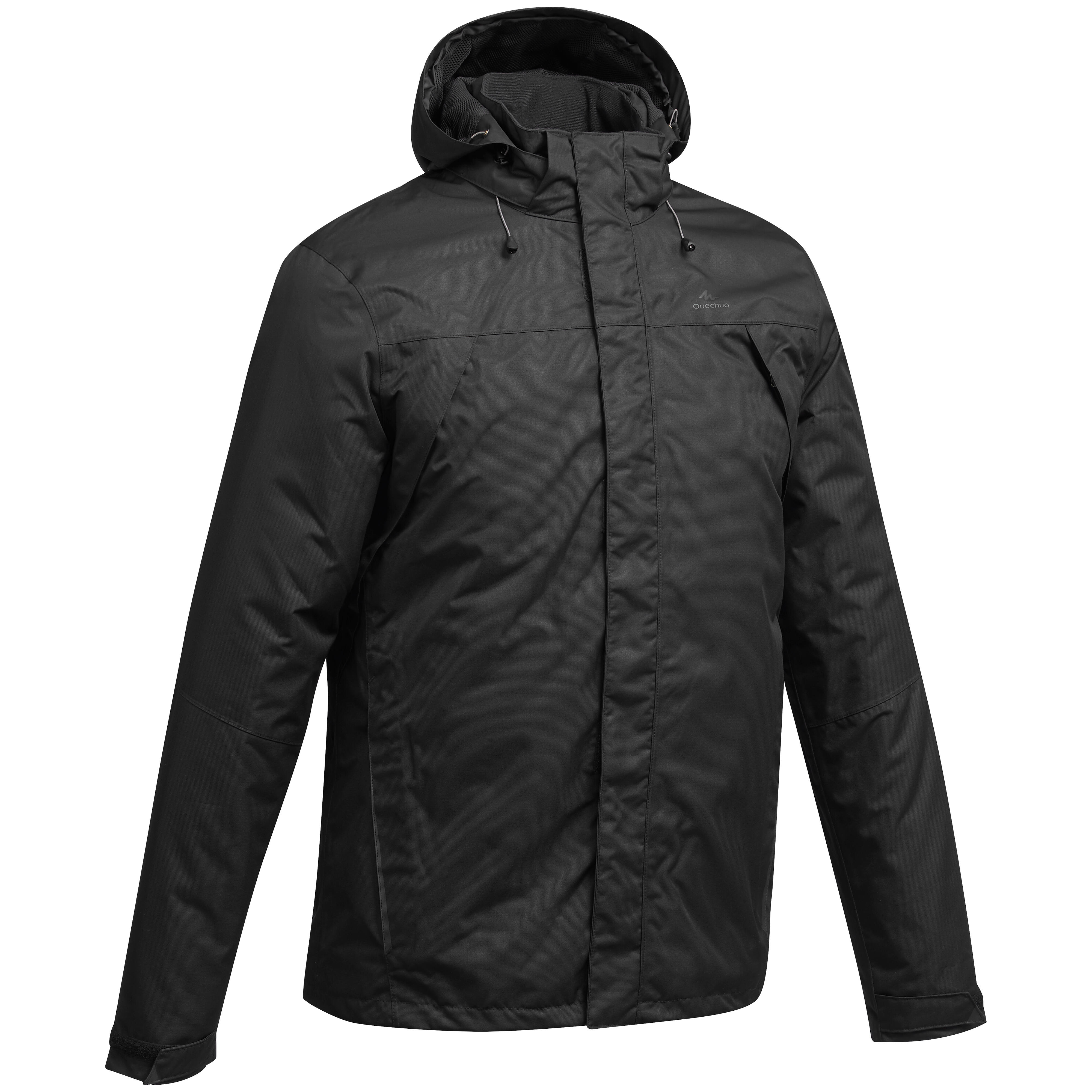 Jachetă impermeabilă drumeție la munte MH100 Negru Bărbați