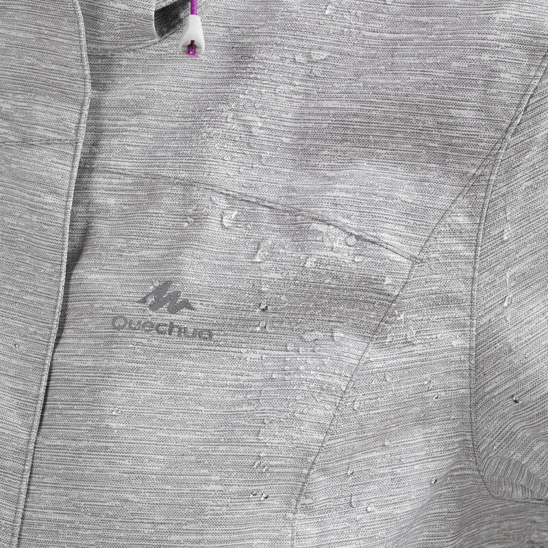 Veste de randonnée imperméable femme, MH100 gris