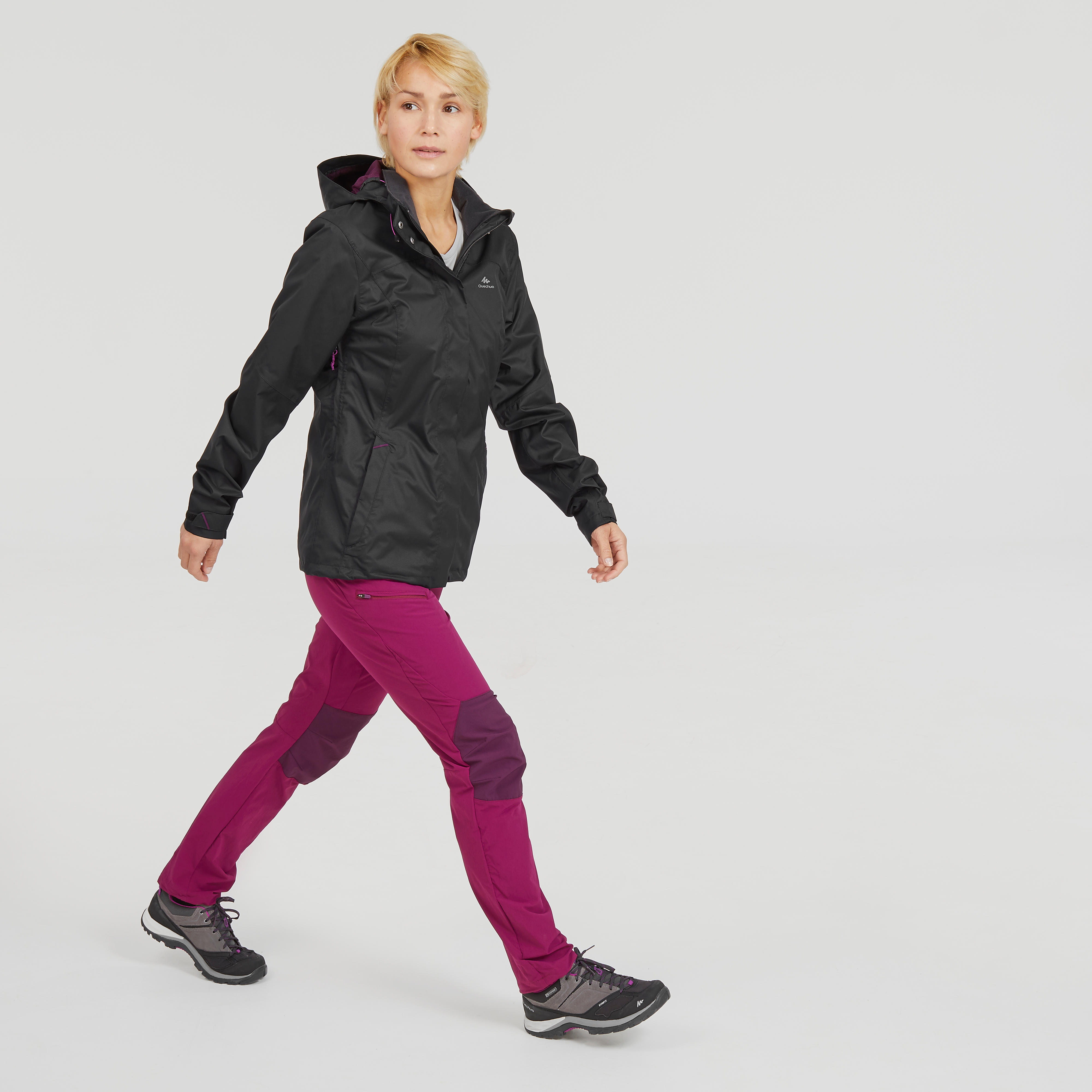 

Women's Rain Jacket MH100 - Black -  By QUECHUA | Decathlon