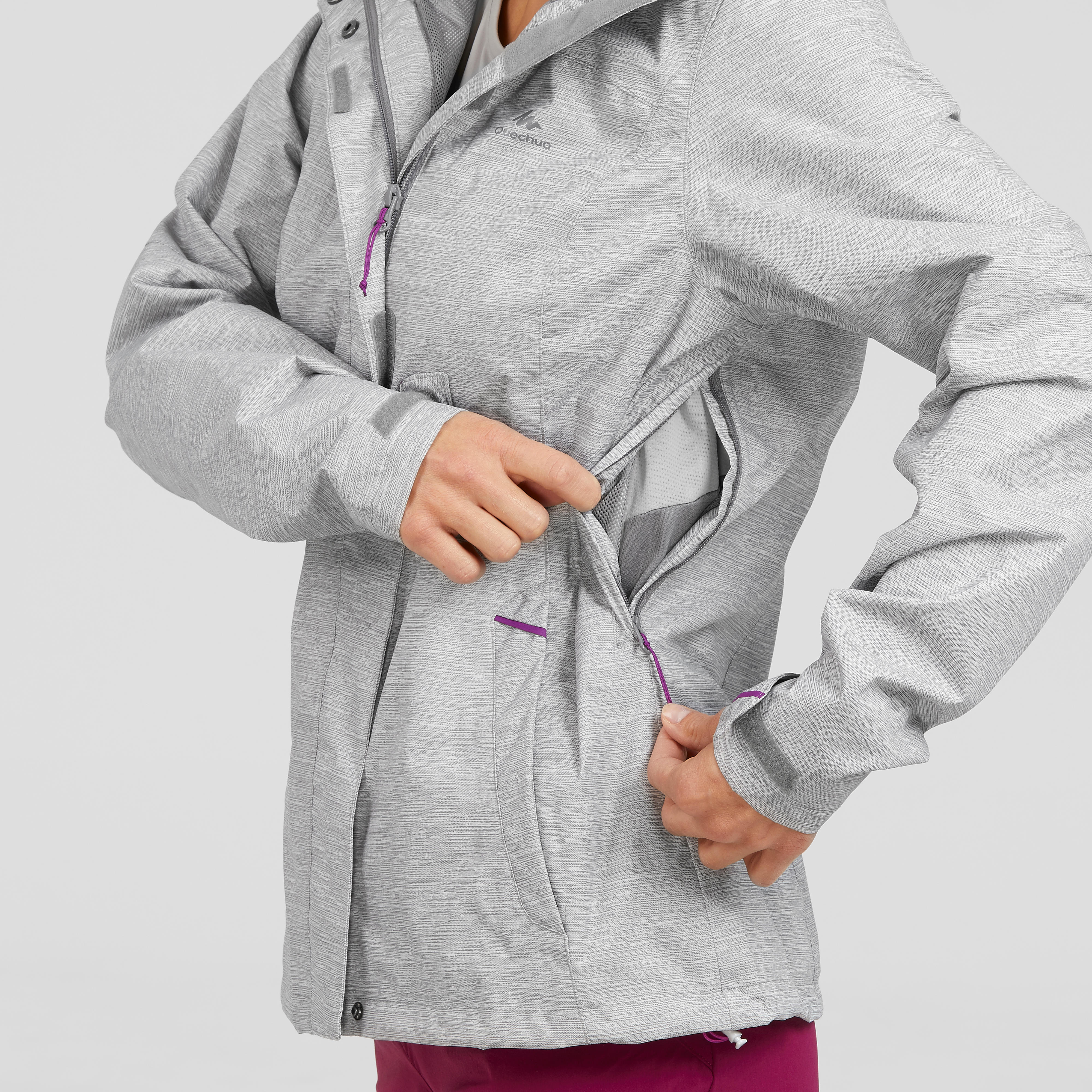 Women’s Hiking Jacket – MH 100 Grey - QUECHUA