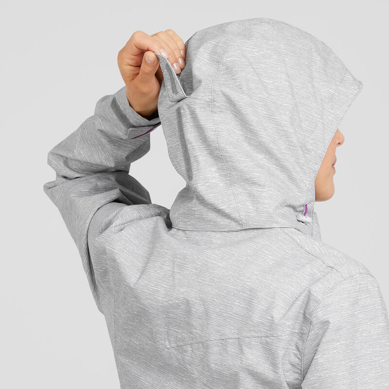 Veste de randonnée imperméable femme, MH100 gris