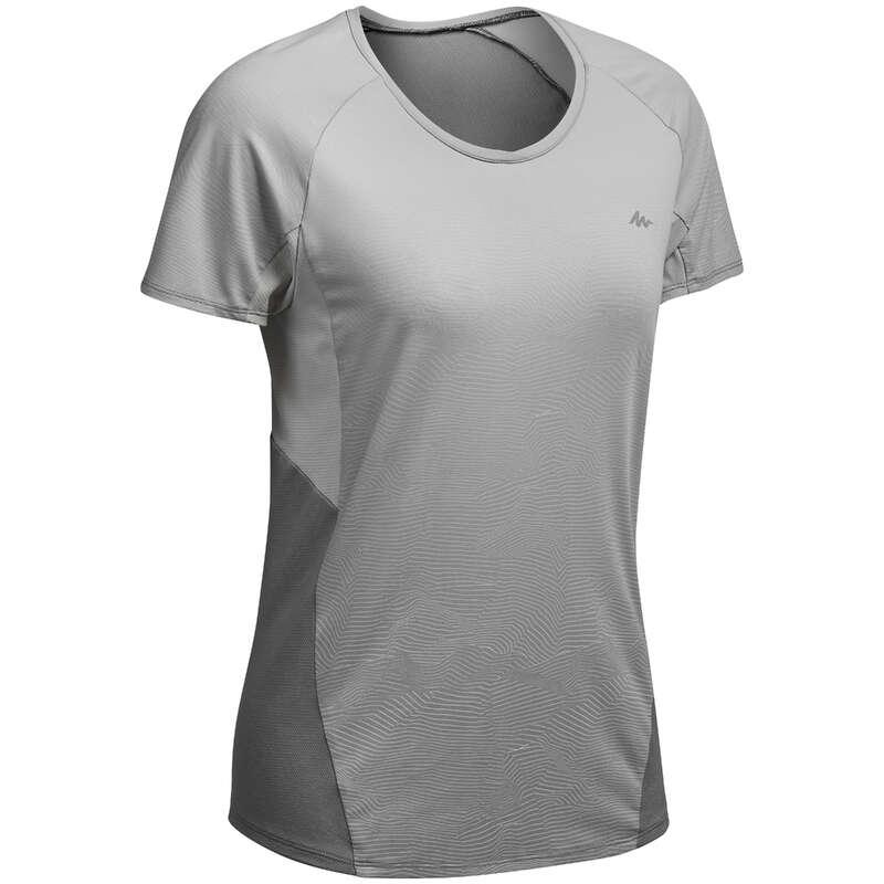 WOMEN MOUNT HIKING TEE SHIRTS, PANTS Hiking - WOMEN’S MH500 T/S - GREY QUECHUA - Hiking Clothes