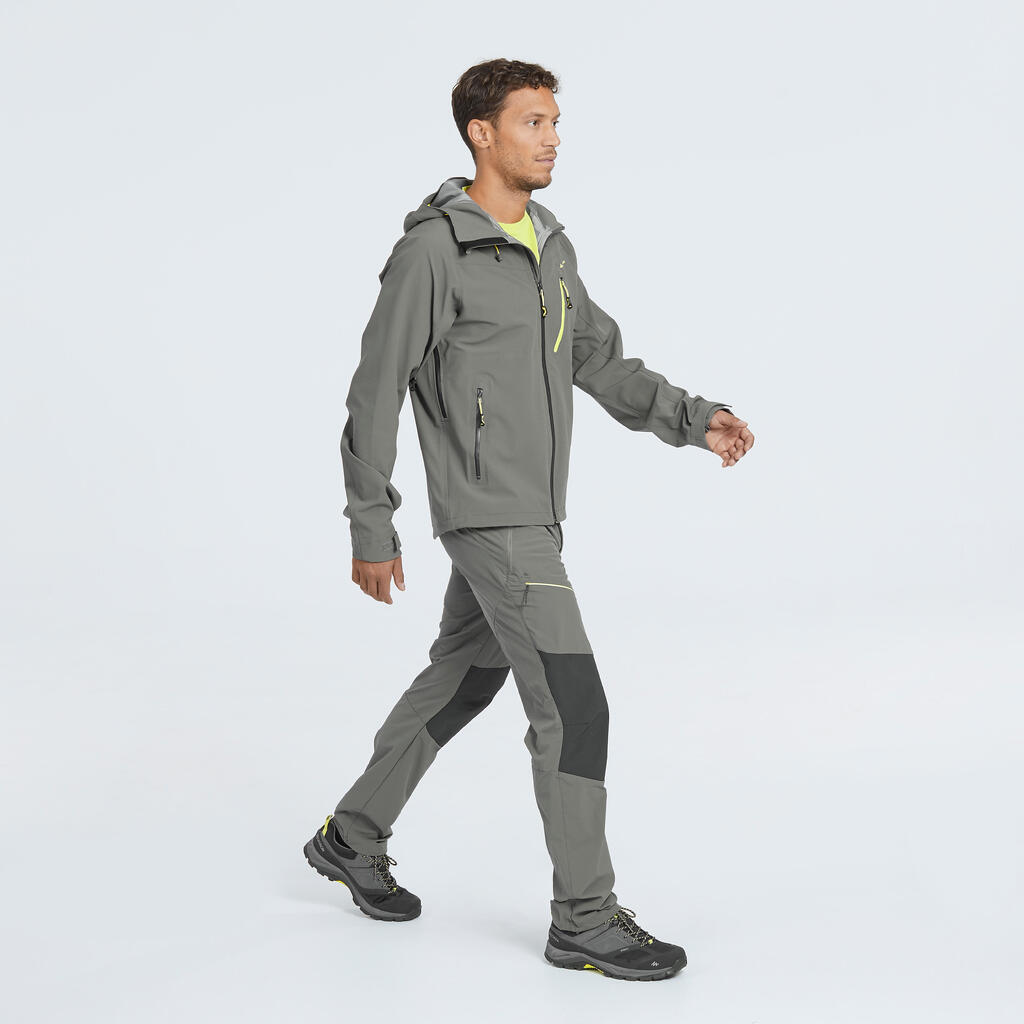 Wanderjacke Bergwandern MH500 wasserdicht Herren grau/kaki