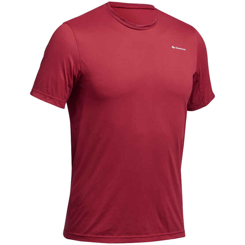 Wandershirt kurzarm Bergwandern MH100 Recyclingmaterial Herren rot Wandershirt kurzarm Bergwandern MH100 Recyclingmaterial Herren rot