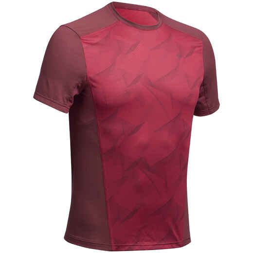 
      MH500 Men’s Short-Sleeved Mountain Hiking T-shirt - burgundy print
  