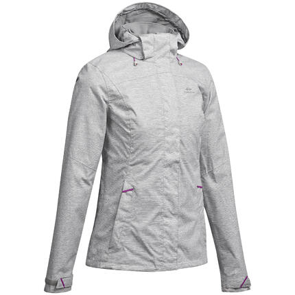 Veste de randonnée imperméable femme, MH100 gris