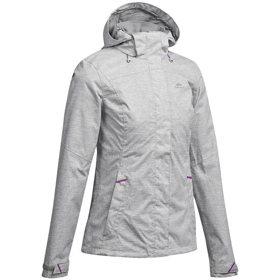 Regenjacke Damen wasserdicht Wandern - MH100 grau