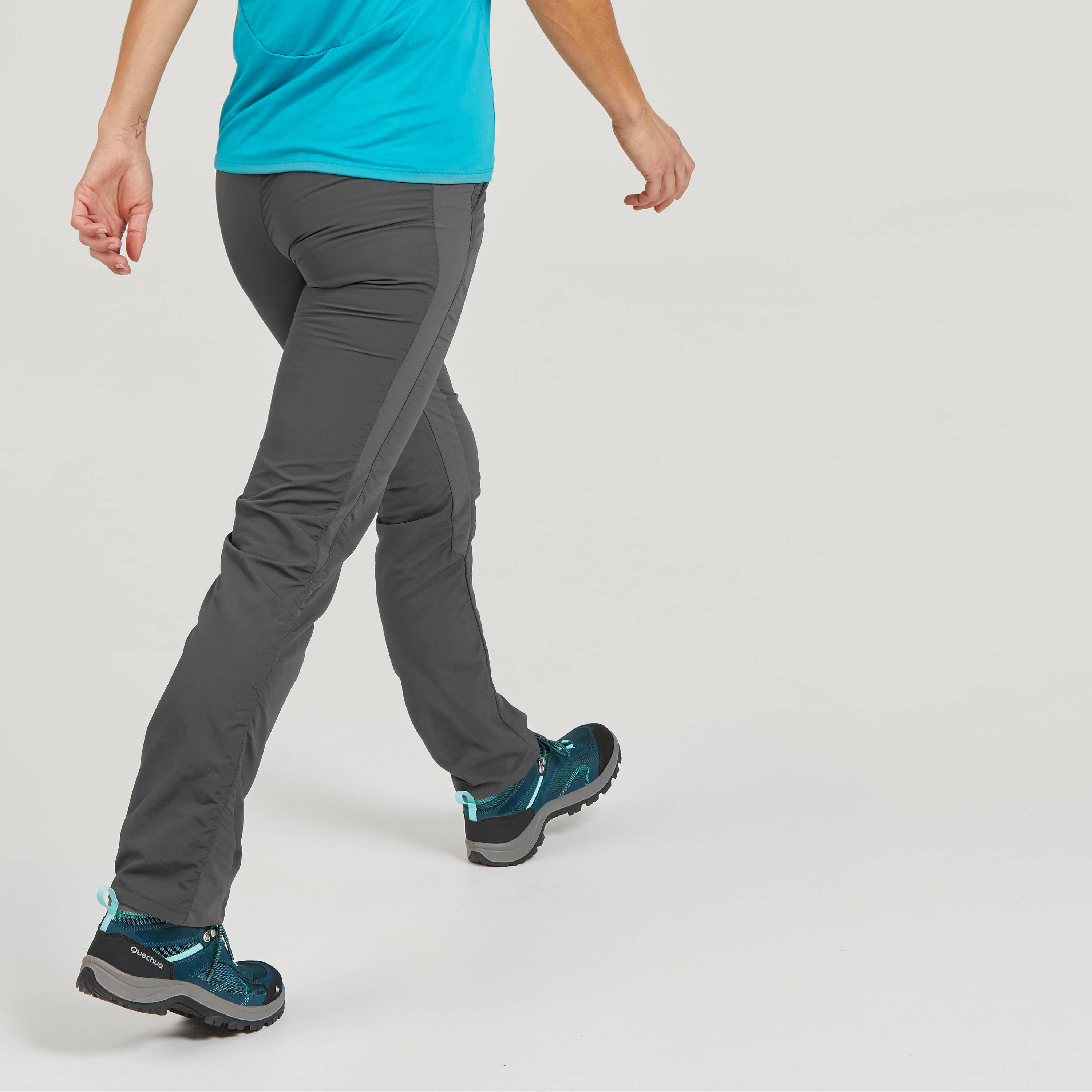 Women Mountain Hiking Trousers MH100 Grey -  4