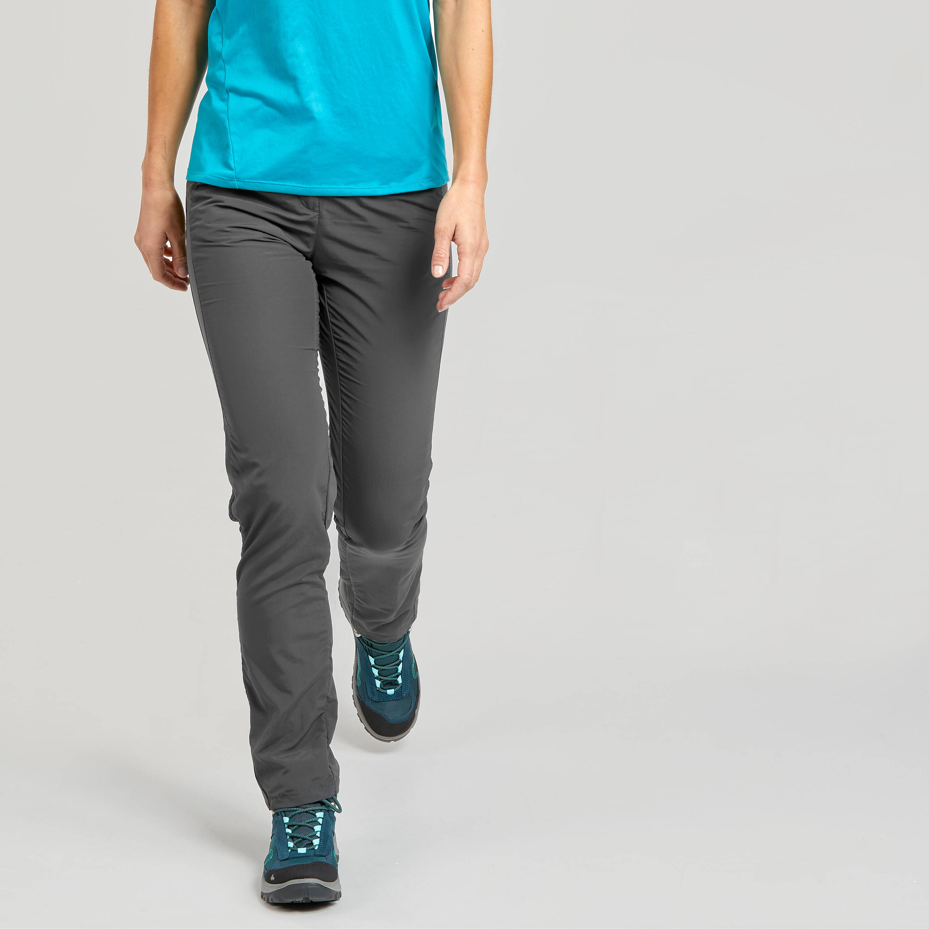 Women Mountain Hiking Trousers MH100 Grey -  2