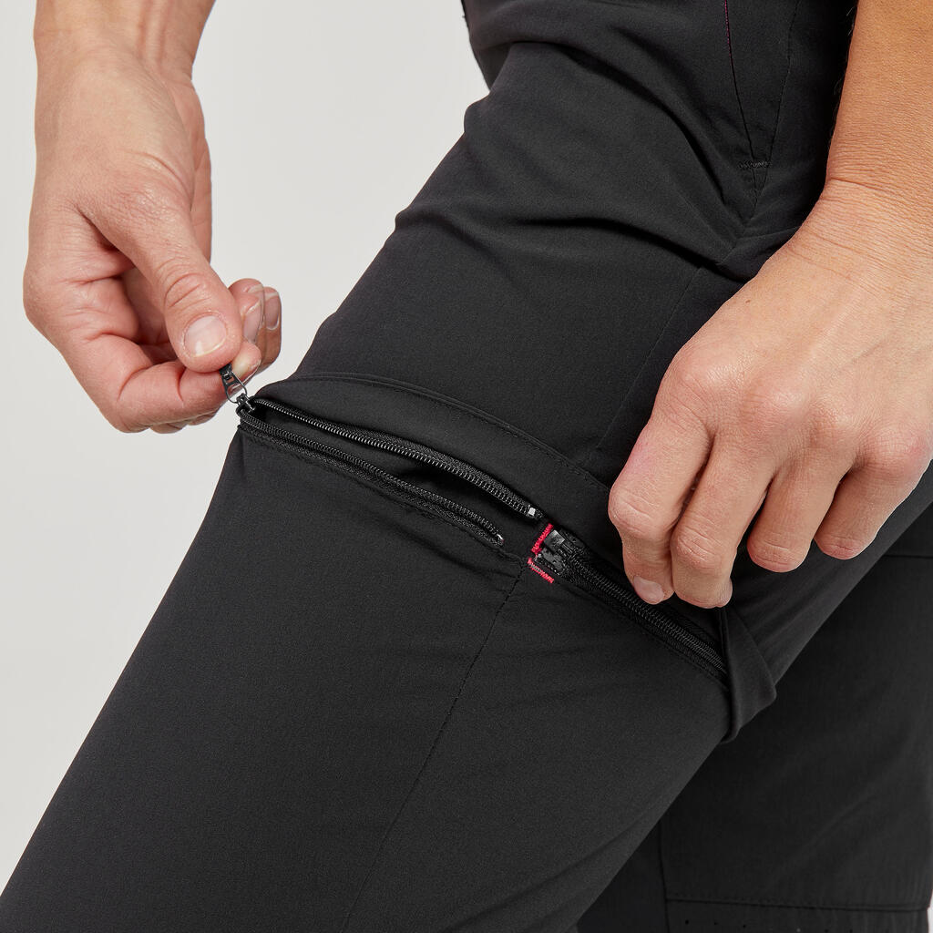 PANTALÓN TREKING MUJER DESMONTABLE MH550 NEGRO