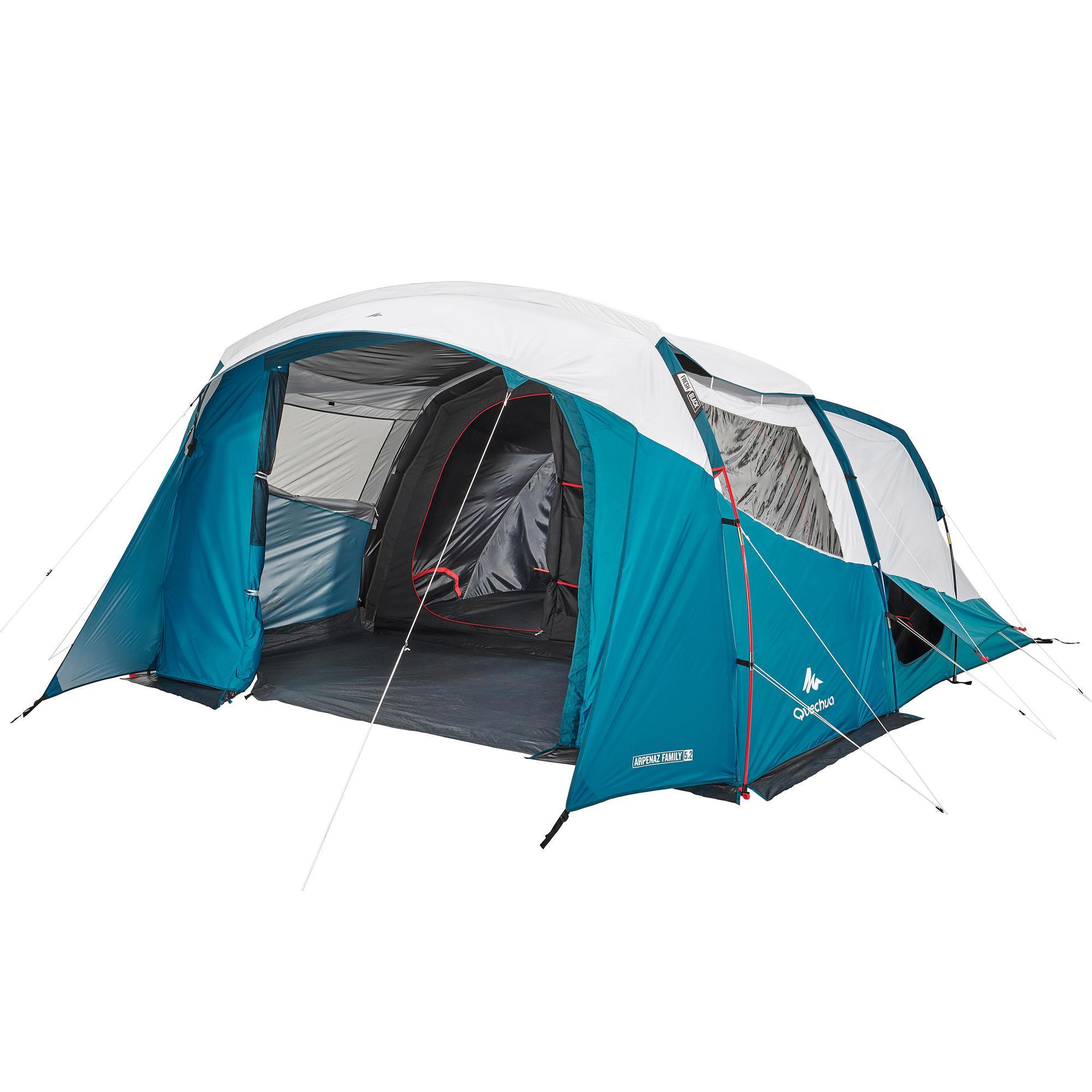 Tenda Da Campeggio Arpenaz 52 Freshblack 5 Persone 2 Camere Quechua Decathlon