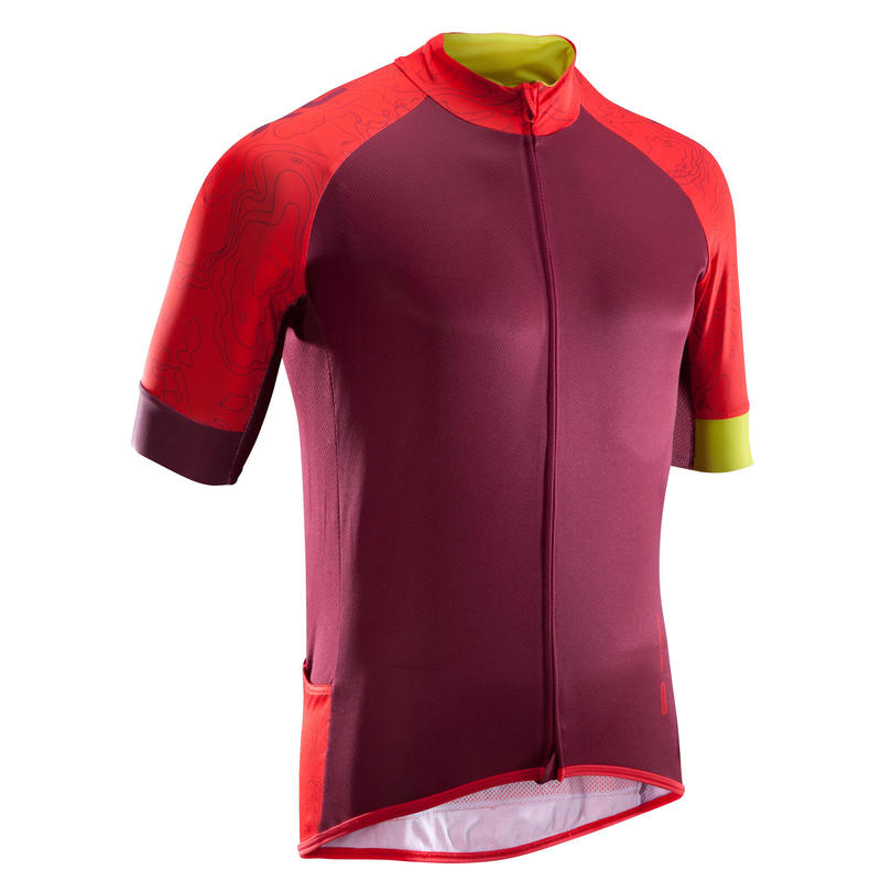 XC 100 ShortSleeved Mountain Bike Jersey Burgundy Decathlon