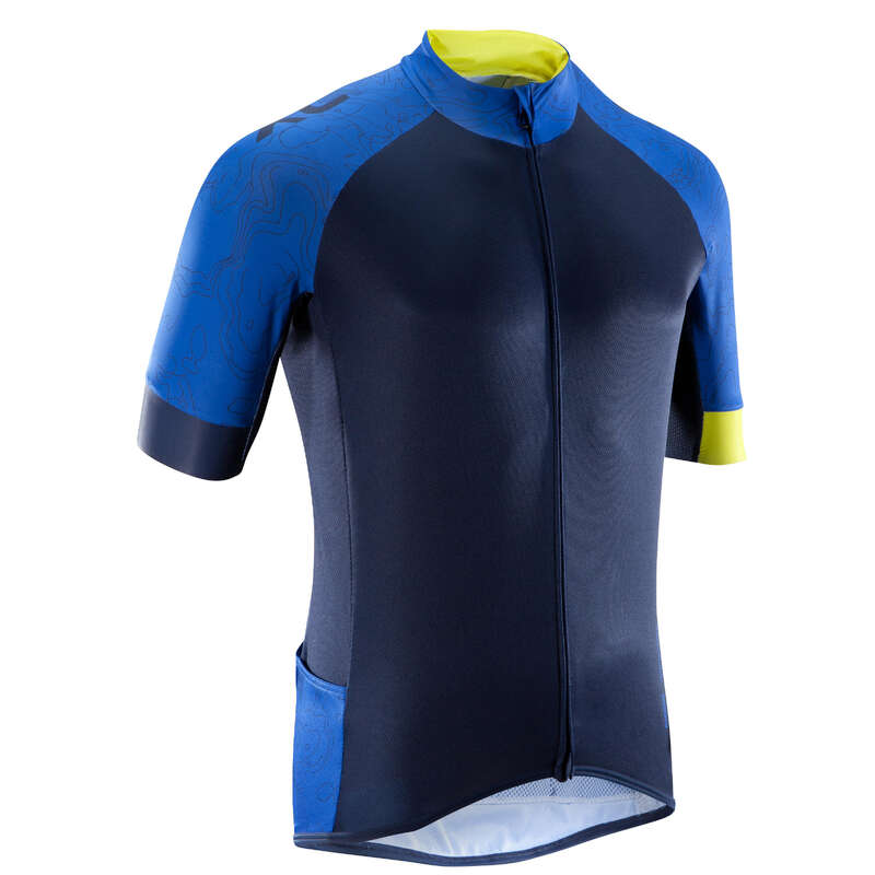 M WARM WEATHER CROSS COUNTRY MTB APPAREL Cycling - XC100 Short Sleeve Mountain Bike Jersey - Blue ROCKRIDER - Cycling