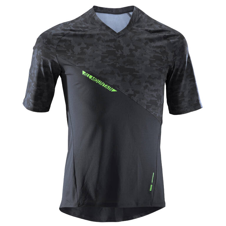 All-Mountain Short-Sleeved Mountain Bike Jersey - Black