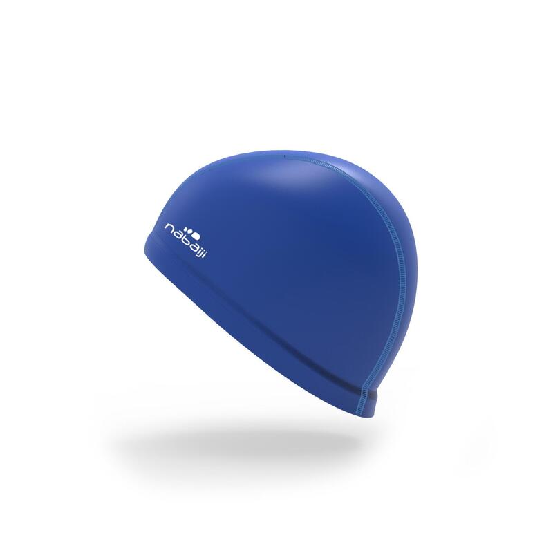 Cuffia tessuto nuoto rivestito silicone adulto blu