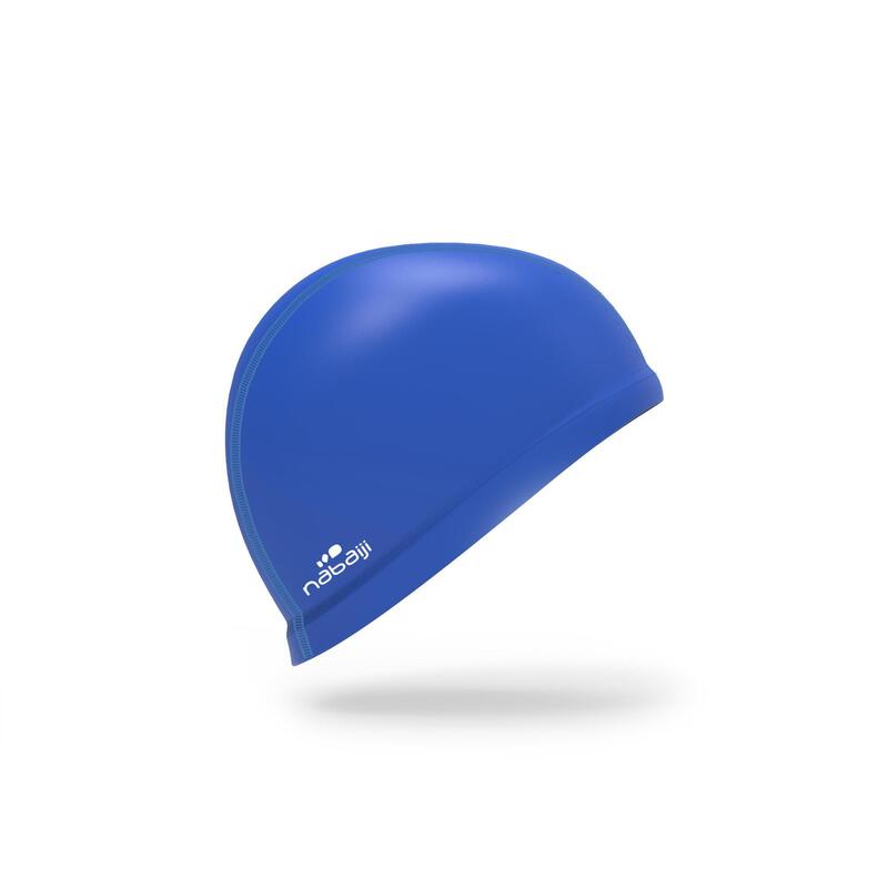 Cuffia tessuto nuoto rivestito silicone adulto blu