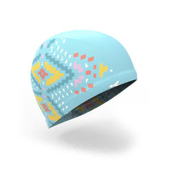 Mesh Print Swim Cap Size S Ethnic Blue