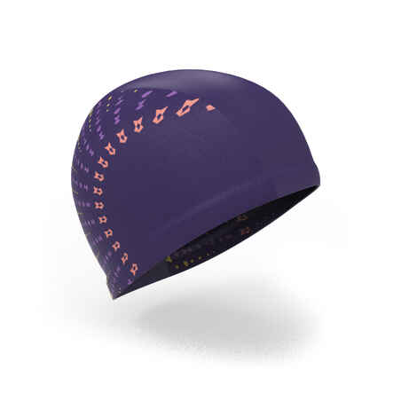 Mesh Print Swim Cap, Size L - Eve Purple