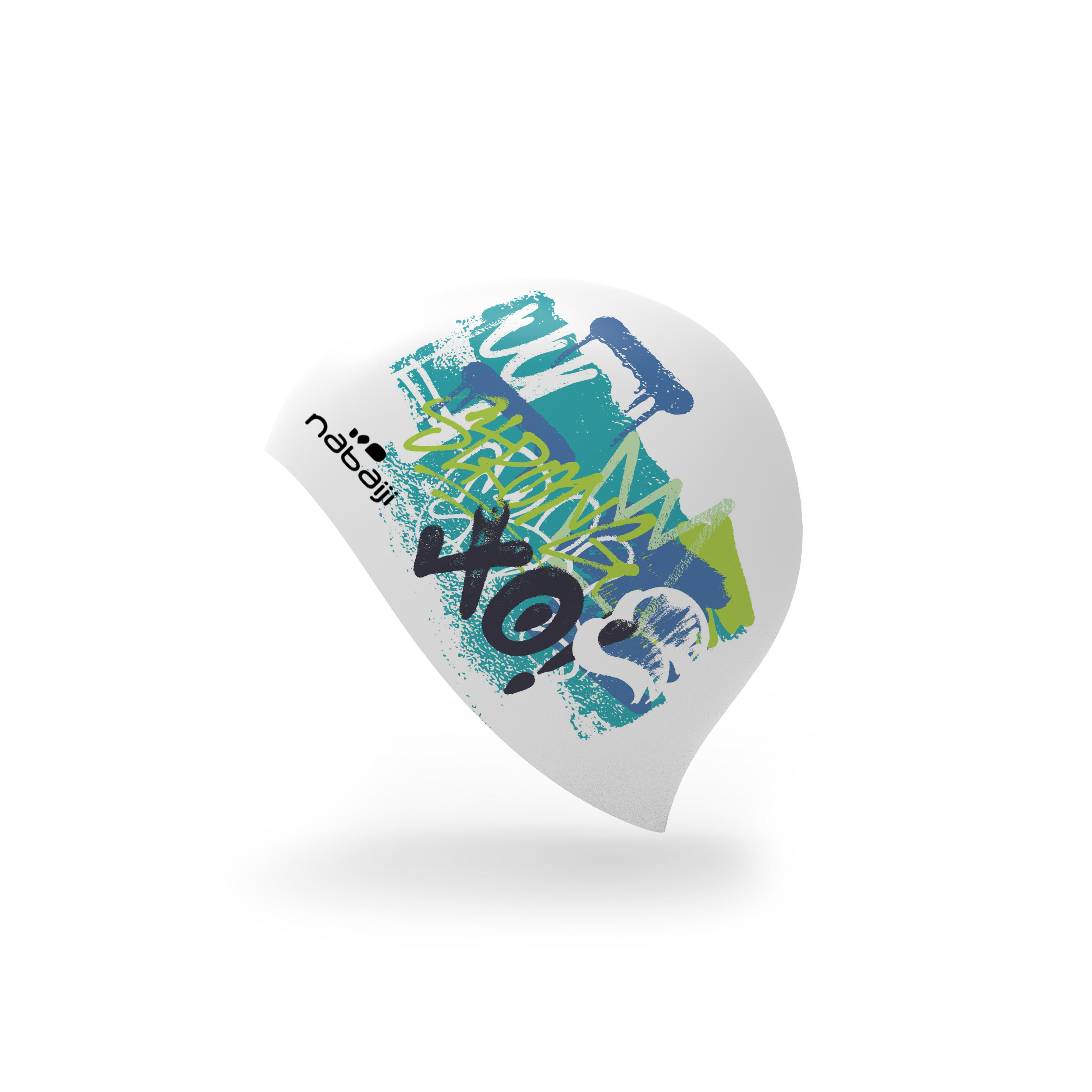 

Swim Cap Silicone - Printed White blue Green, Blue/green/white