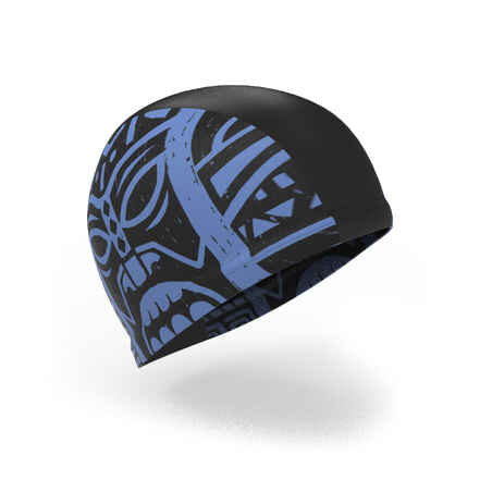 Gorra de natación de punto negra con azul con estampado Tiki