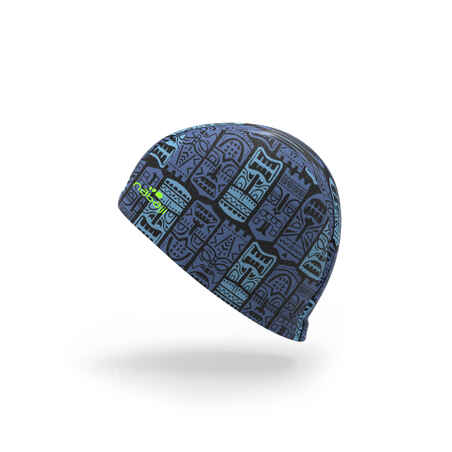 Mesh Print Swim Cap, Size S - Tiki Blue