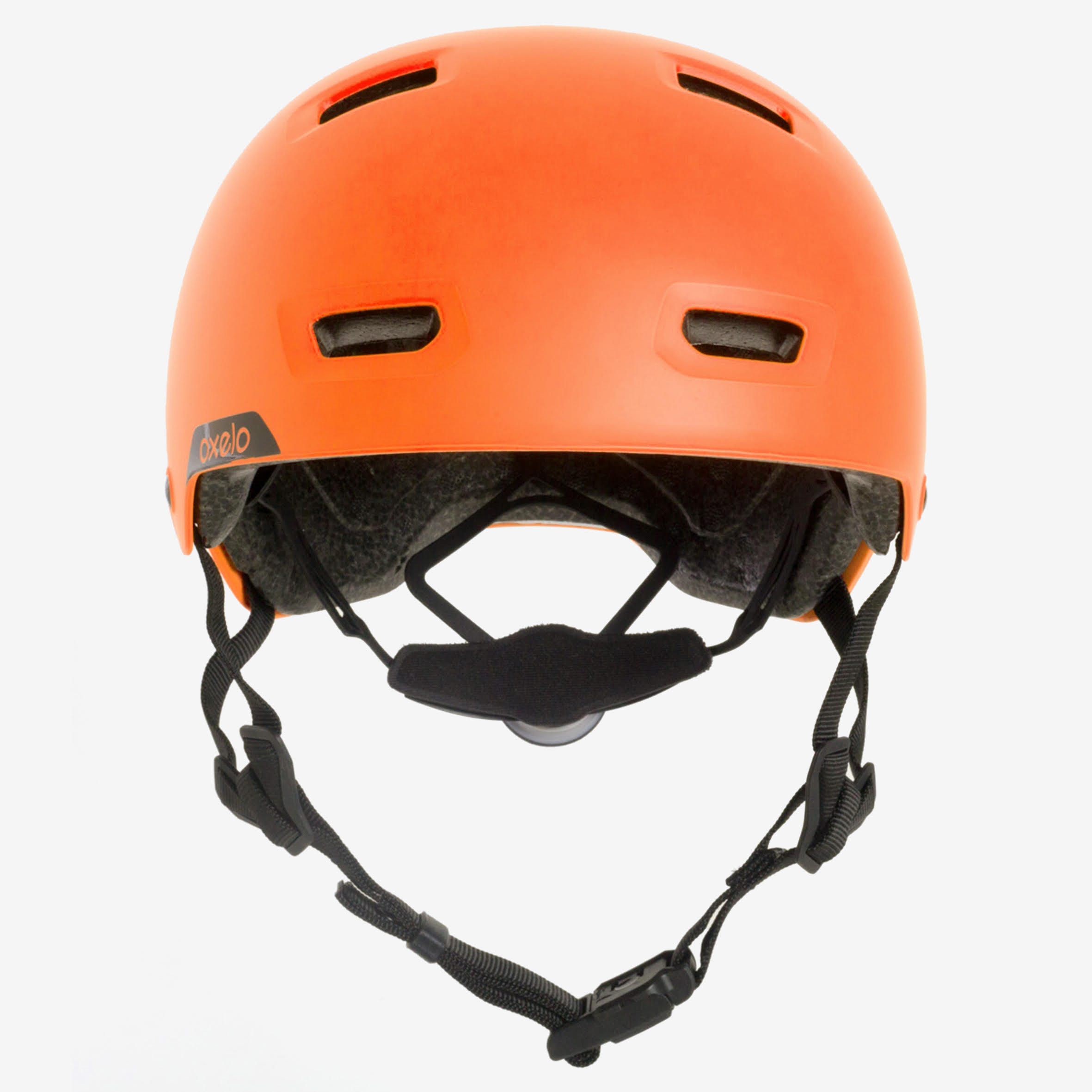 bright orange motorcycle helmet