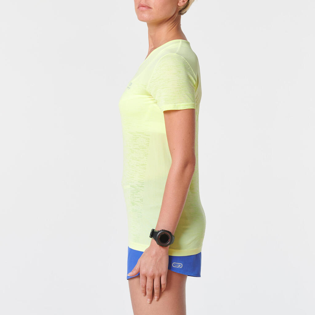 Laufshirt kurzarm atmungsaktiv Kiprun Care Damen bordeaux