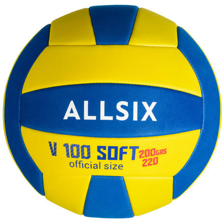 V100 Soft Volleyball 200-220g for Ages 6-9 - Yellow/Blue