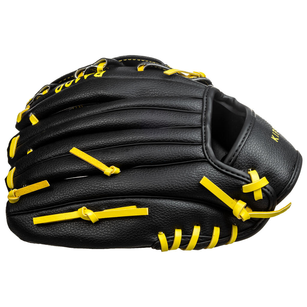 Guante de béisbol diestro infantil amarillo con negro BA100