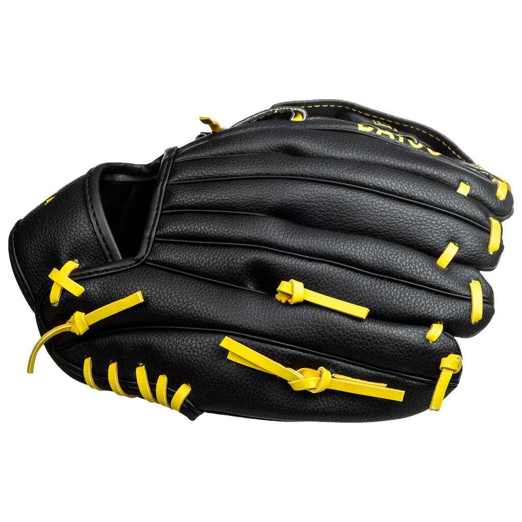 Baseball glove left-hand throw Kid - BA100 Yellow Black