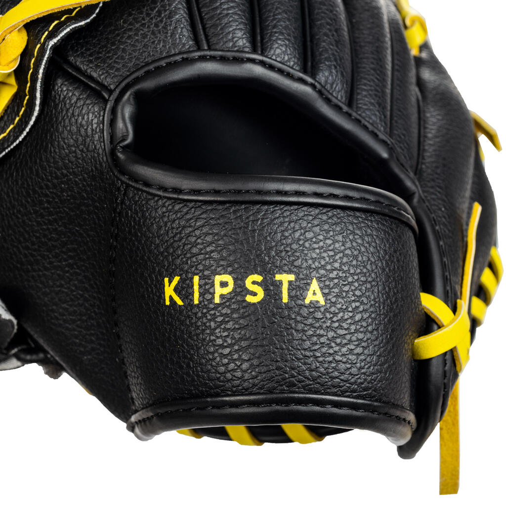 Baseball glove left-hand throw Kid - BA100 Yellow Black