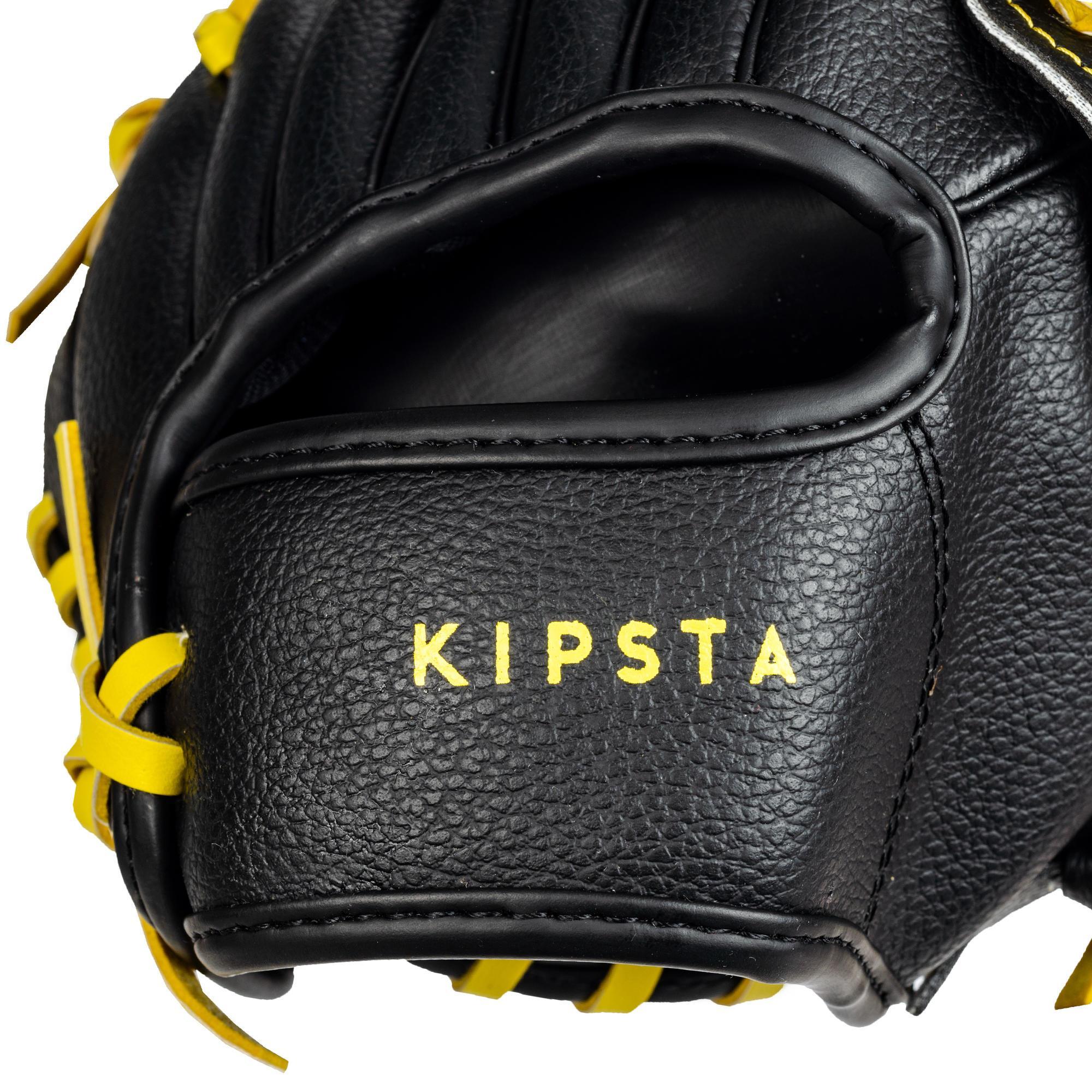 black and yellow baseball glove