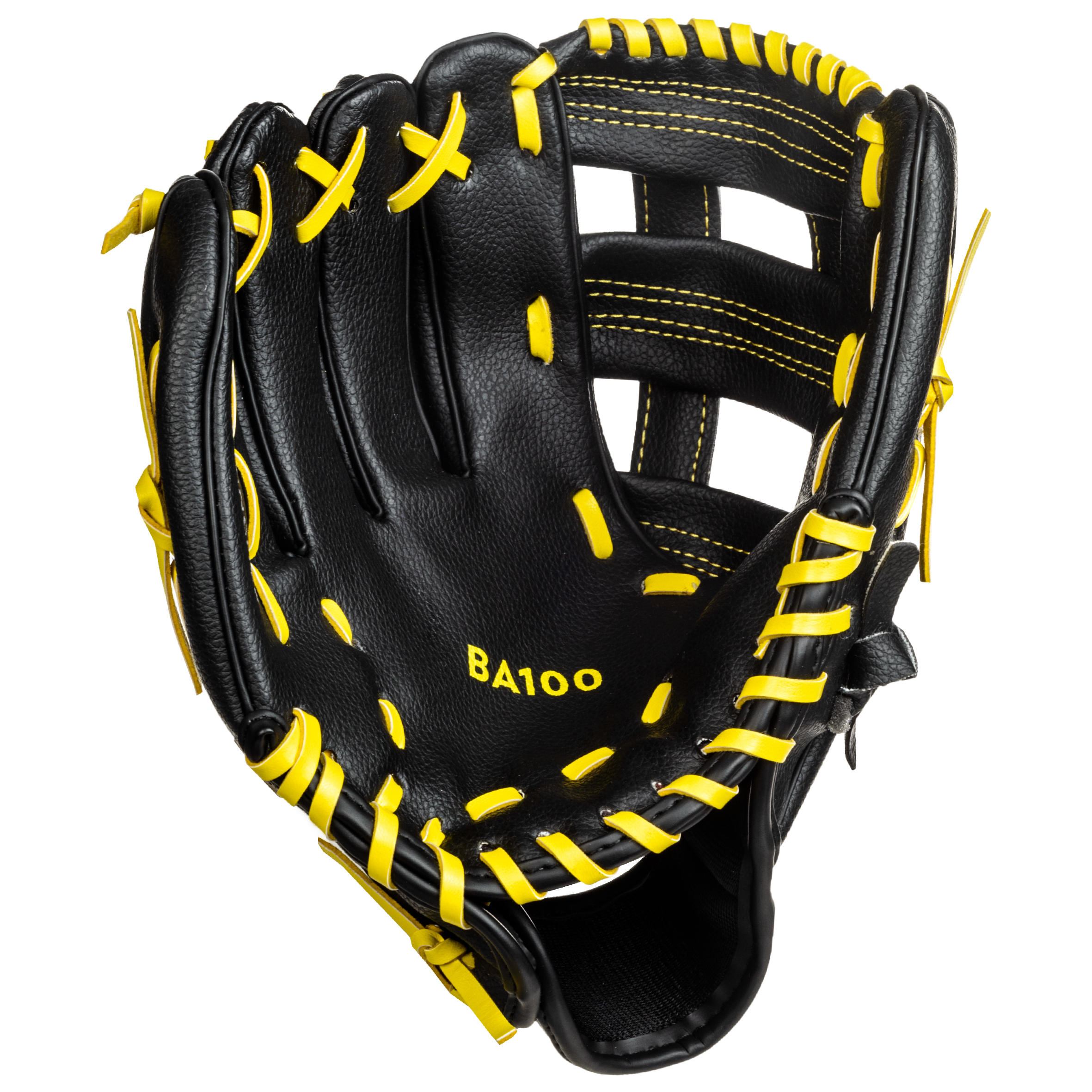 Baseball glove left-hand throw Kid - BA100 Yellow Black 2/7
