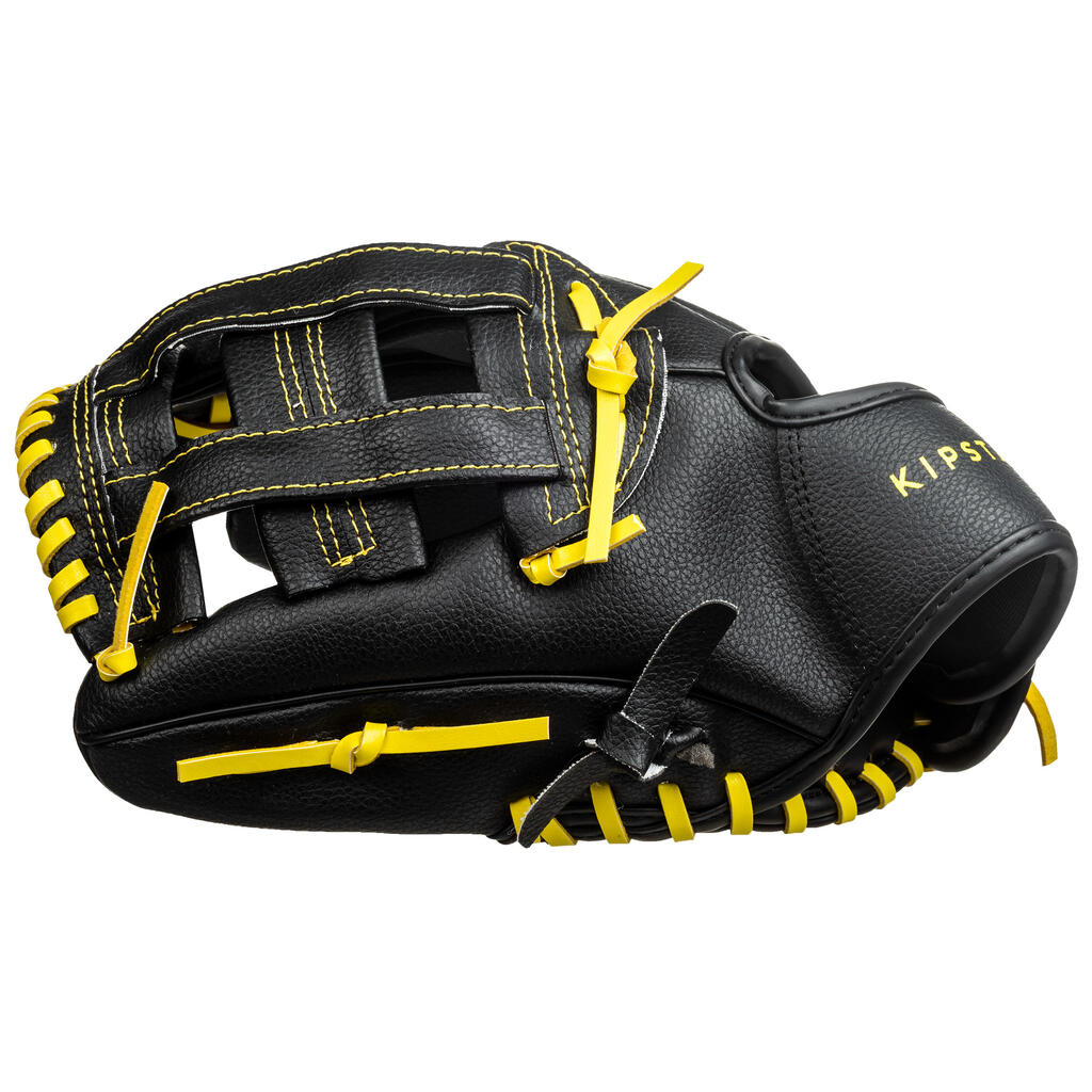 Baseball glove left-hand throw Kid - BA100 Yellow Black