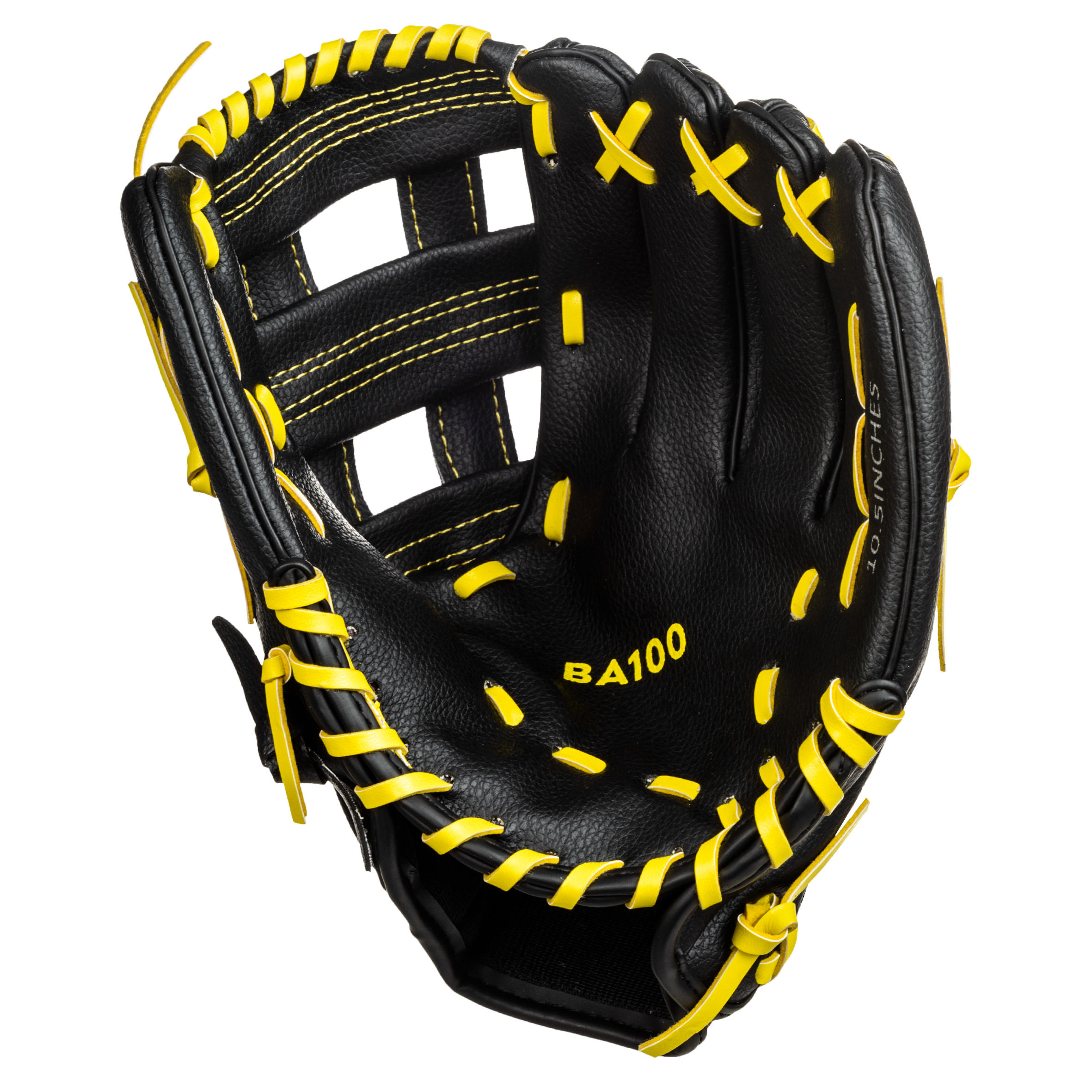 Left-Hand Baseball Glove - BA 100 Black/Yellow - KIPSTA