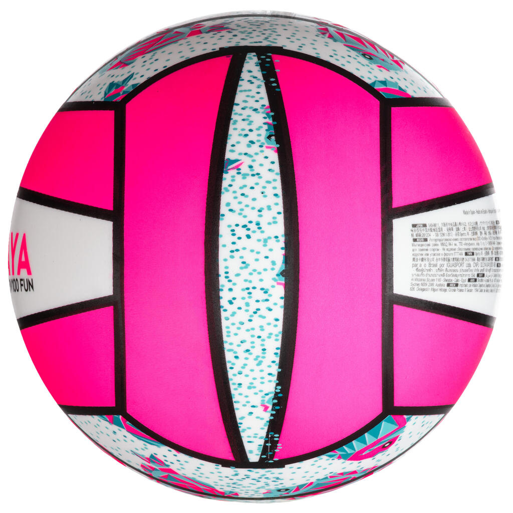 Lopta na plážový volejbal BV100 bielo-ružová