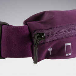 Adjustable running belt for any size of smartphone and keys - plum