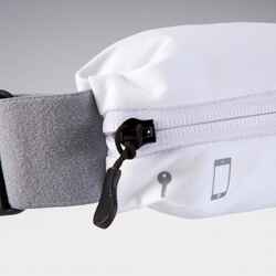 Adjustable running belt for any size of smartphone and keys - white