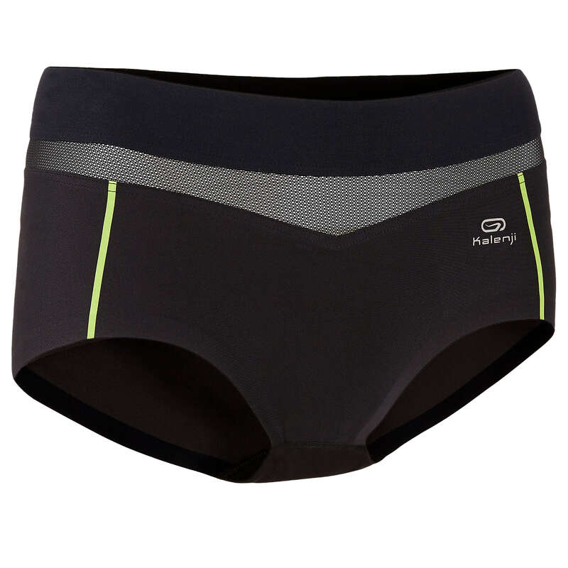 WOMAN RUNNING UNDERWEAR Running - RUNNING BOXERS BLACK yellow KALENJI - Running Clothing