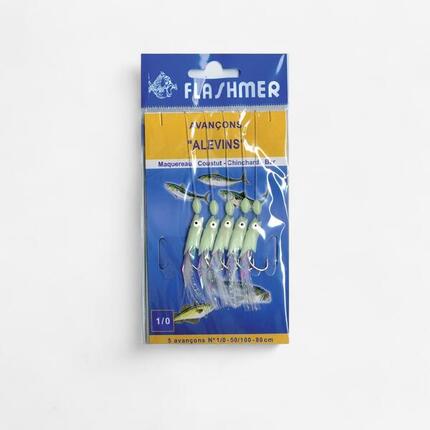 Bas de ligne Alevins phosphorescents 5 hameçons pêche en mer