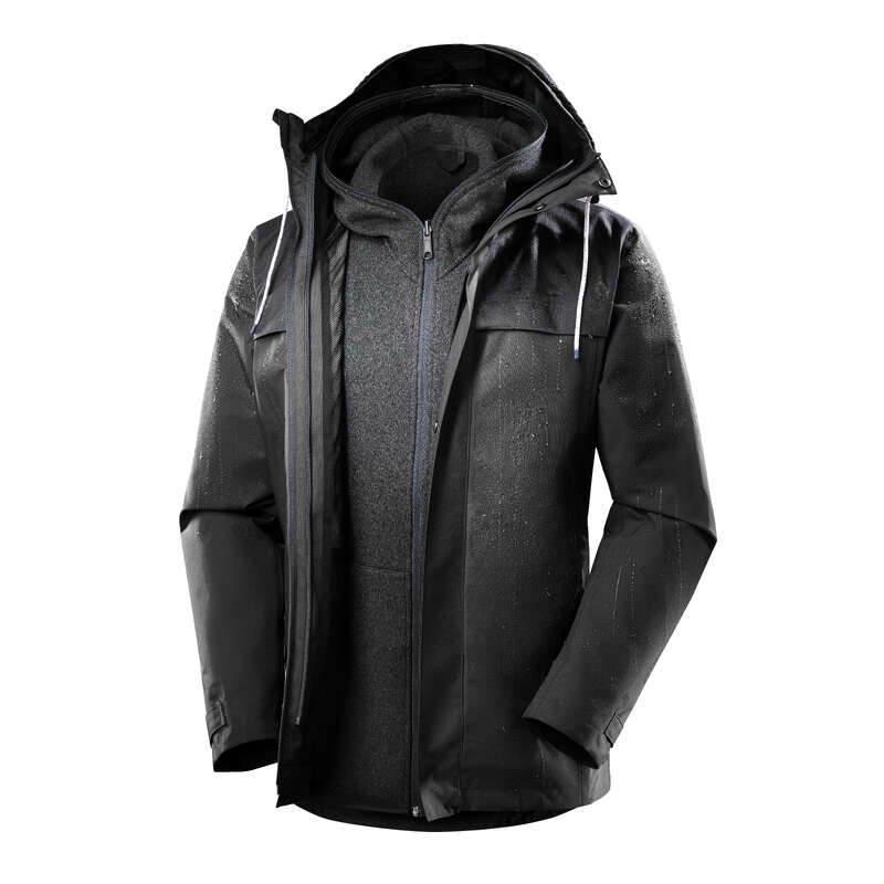 MEN 3 IN 1 JACKETS TRAVEL TREK Trekking - M 3-in-1 Jkt Travel 100 - Grey FORCLAZ - Trekking