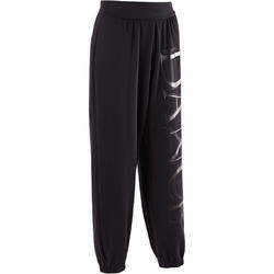 Pantalon de danse taille et bas de jambe élastiqués femme noir